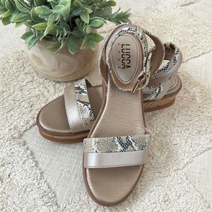 🪷EUC Elliot Lucca Karel Leather Platform Ankle Strap Sandal Sz 9.5 Beautiful!